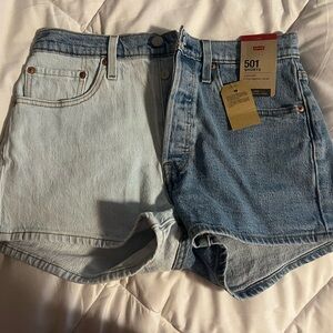 Levi's 501 Blue Jean Shorts High-Waisted Two-Tone Design